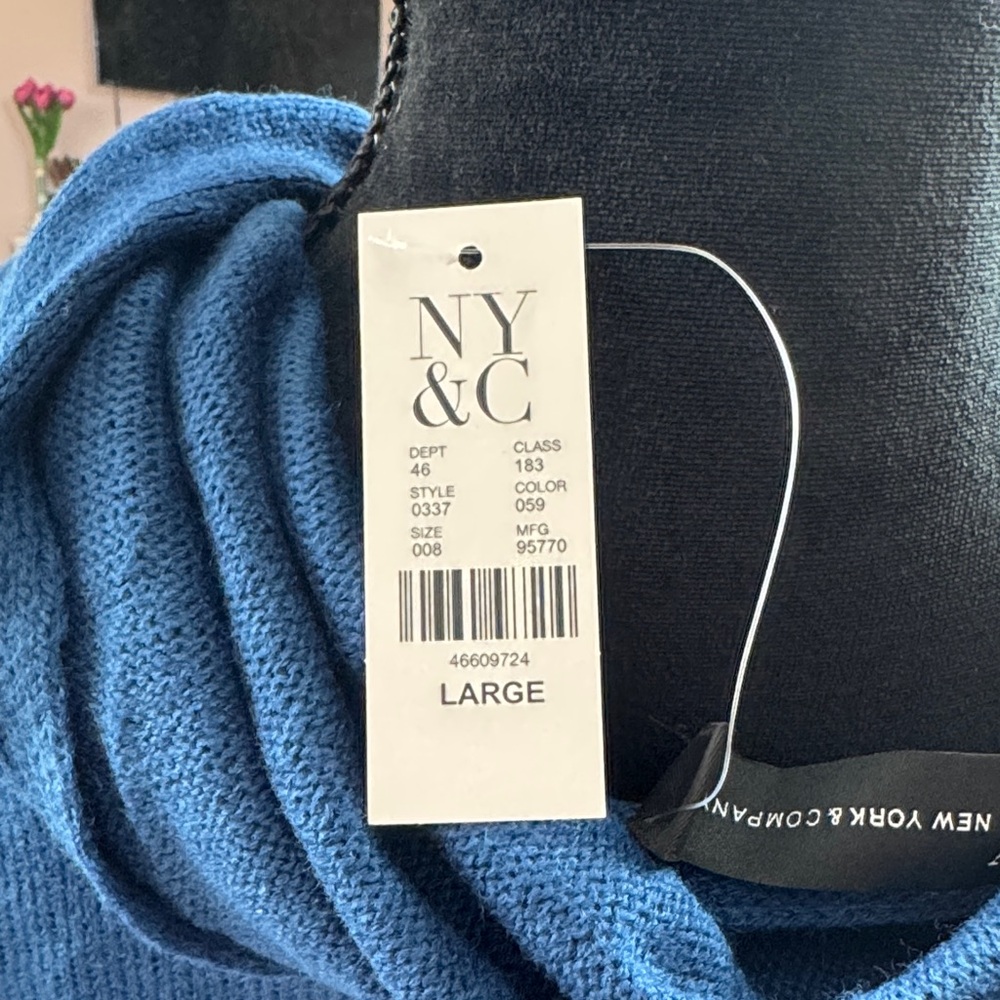 New York & Company Cowl Neck Blue Sweater - Picture 4 of 6